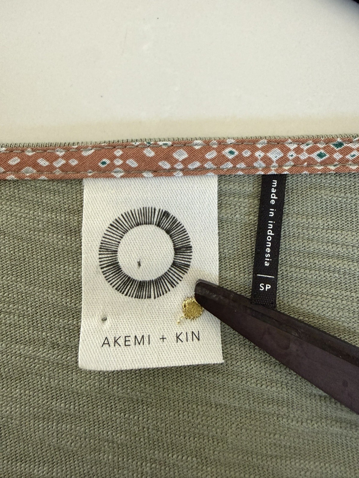 ANTHRO Akemi + Kin Hanselle Cocoon Shift Dress Mixed Panels Sage Green Cotton PS
