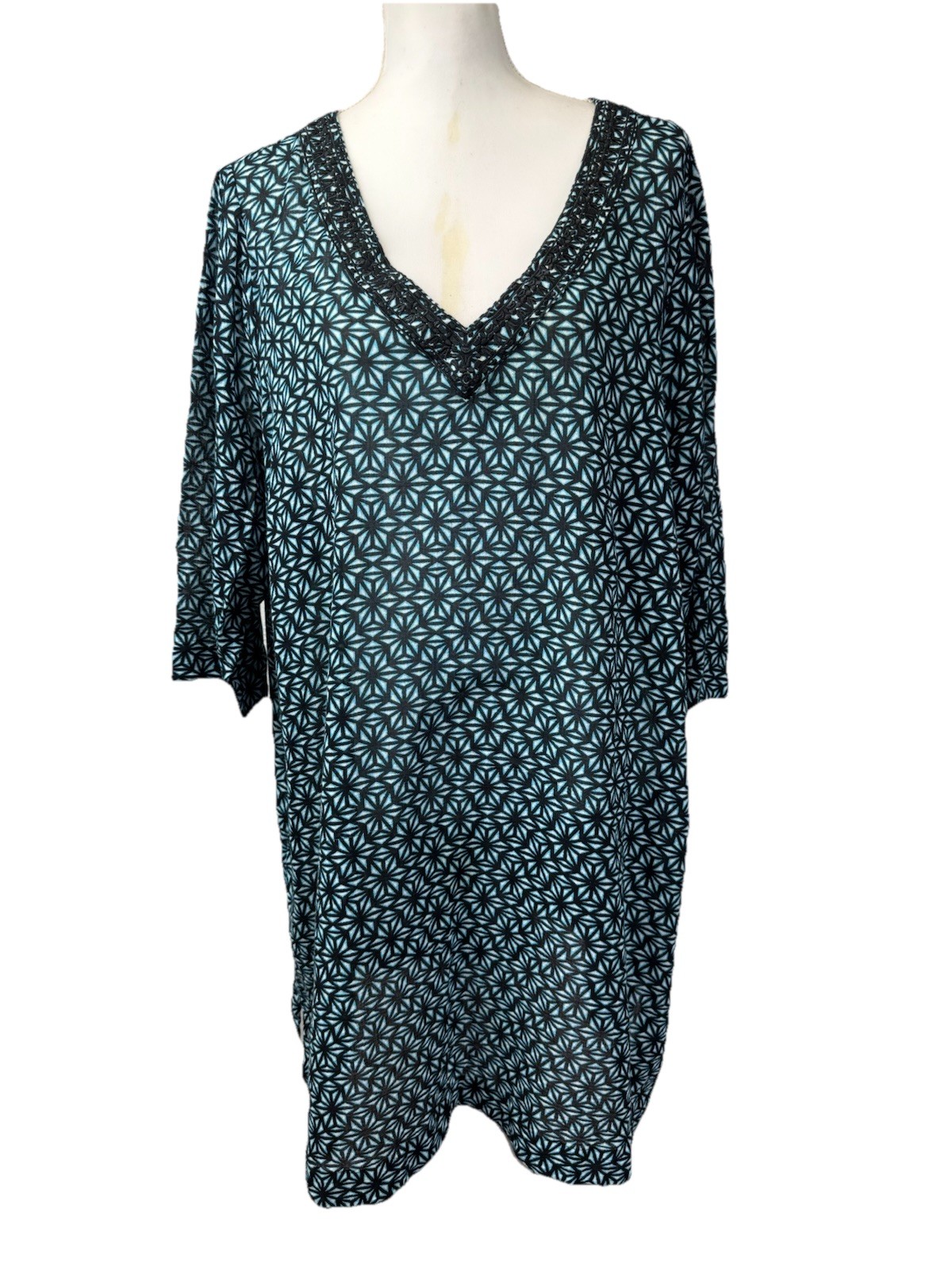 Lands End Plus 2X 20W-22W Sheath Dress knee length Gauzy Cotton Swim Cover Up