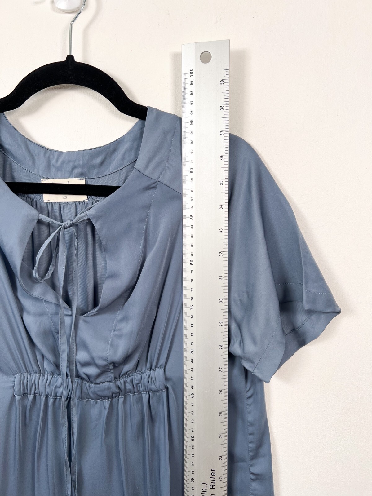 Hush Dress Extra Small Blue Grey Satin Holiday Lightweight Pockets