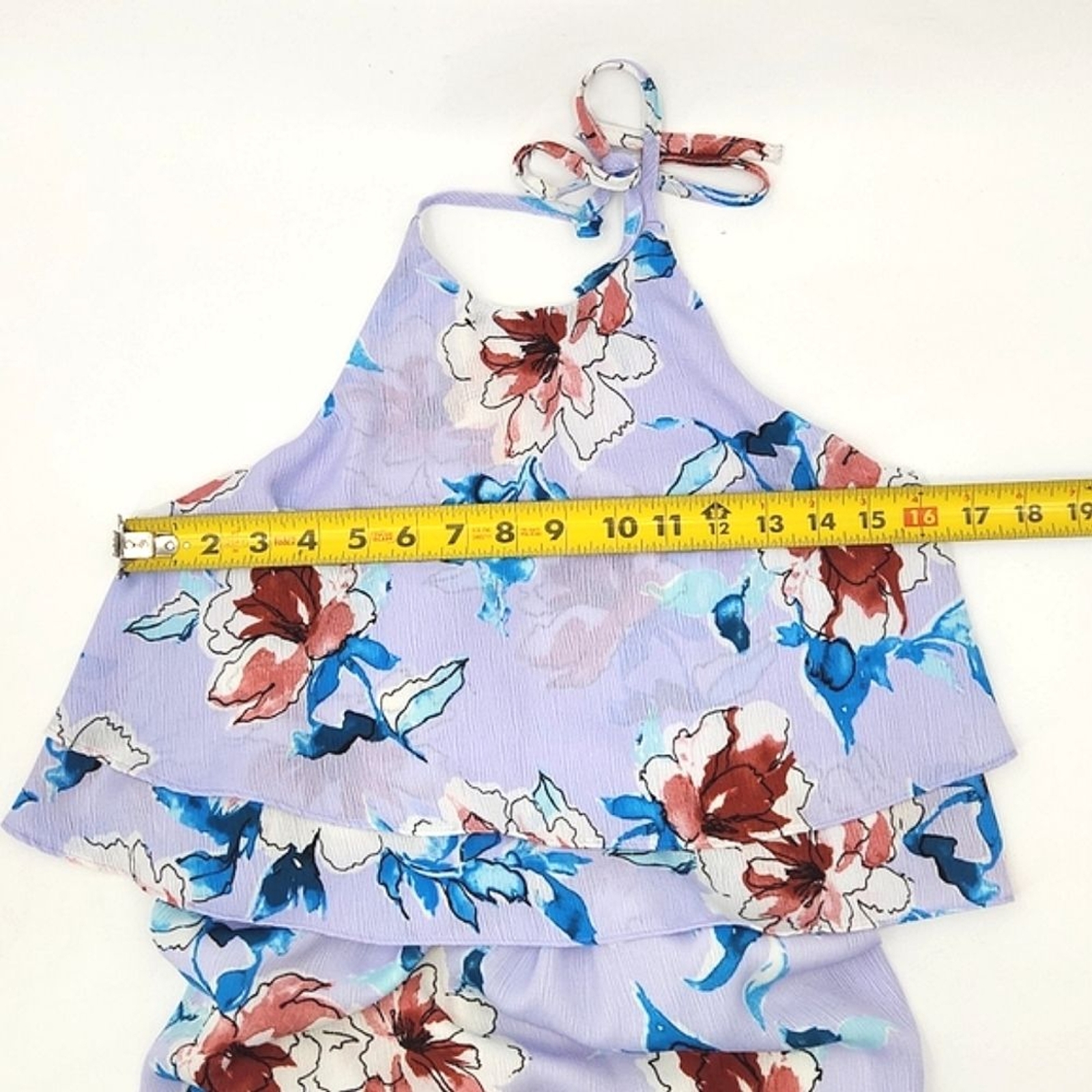Aqua Maxi Halter Dress Size Small Purple Blue Floral Blouson Flowy Fairy Boho