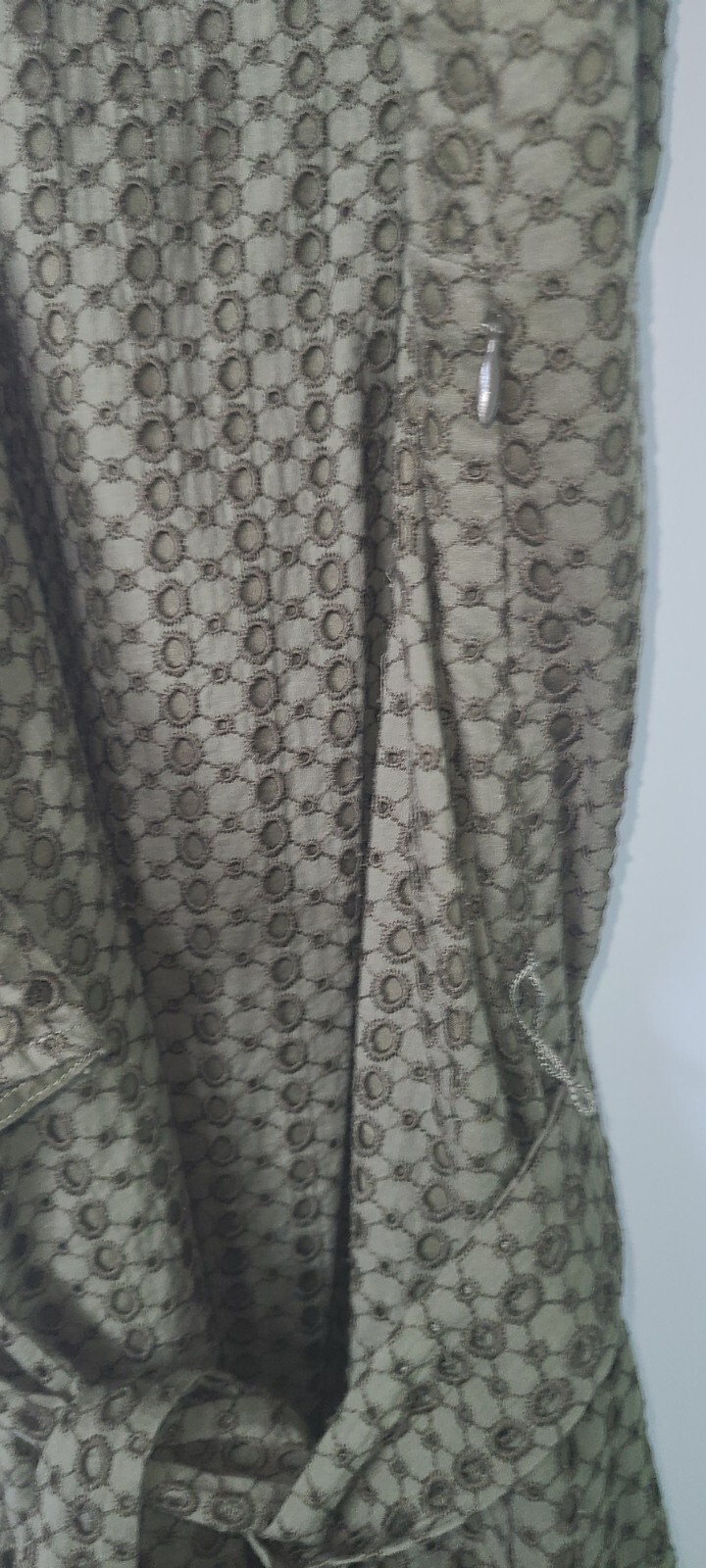 Banana Republic Flutter Sleeve Eyelet Cotton Dress Olive Green XL