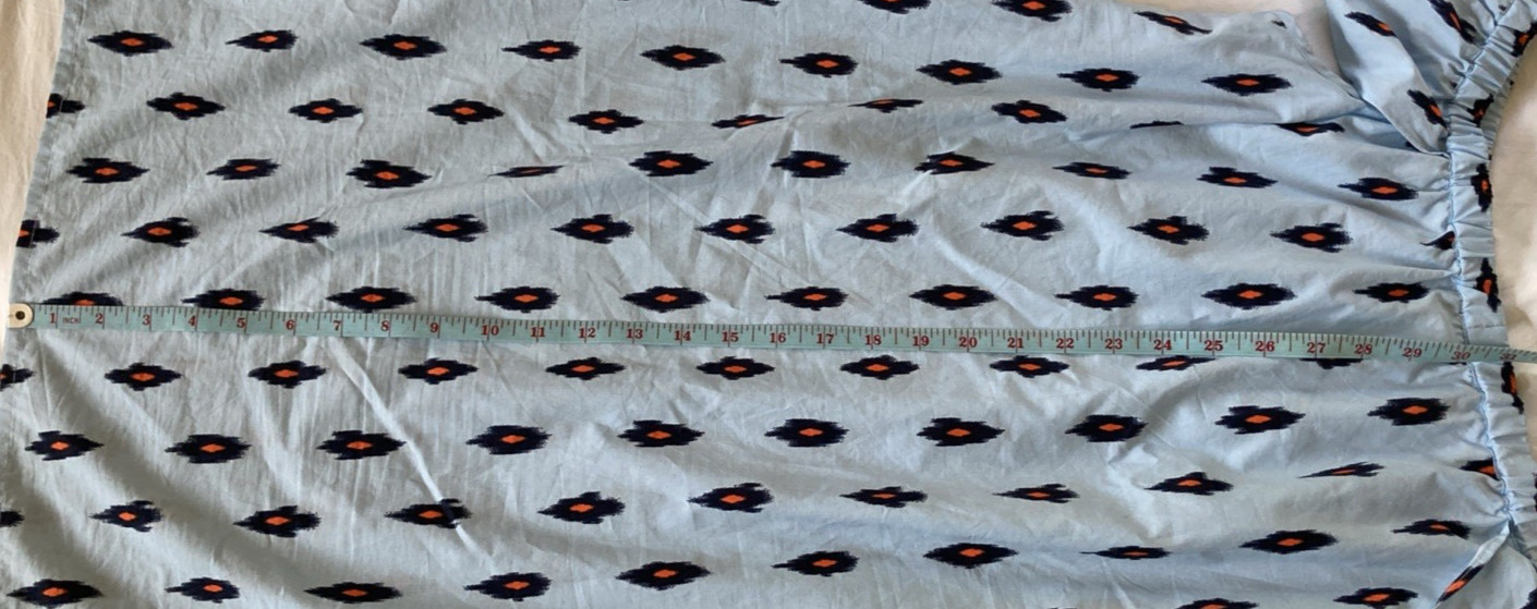 J Crew IKat Off Shoulder Shift Mini Dress Blue/ Orange Cotton Size S