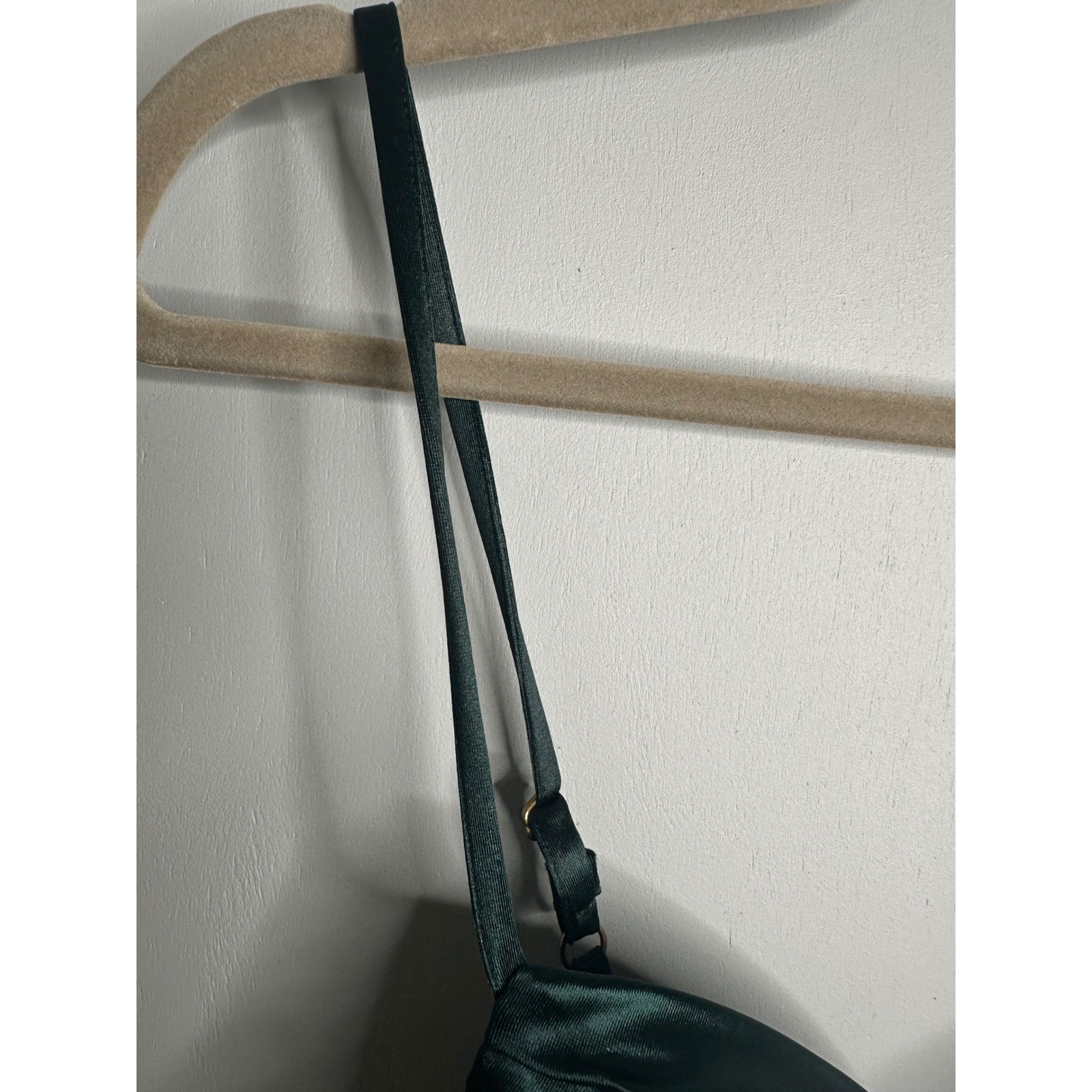 Guess Taima Dark Jade Green Ruched Satin Bodycon Mini Dress XL Q2OK03KB0T0 NWT