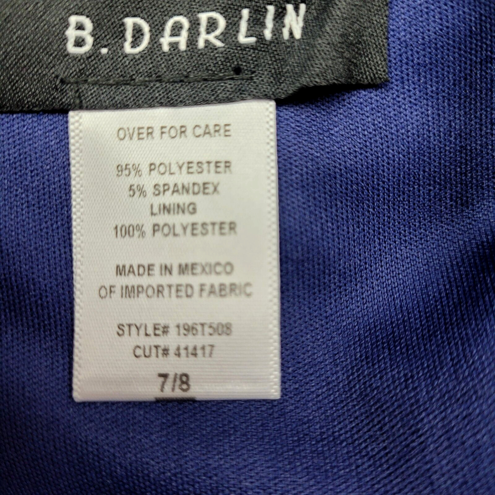 B. Darlin Sleeveless Velvet Fit And Flare Dress Junior’s Sz 7 / 8 Navy Blue NWT