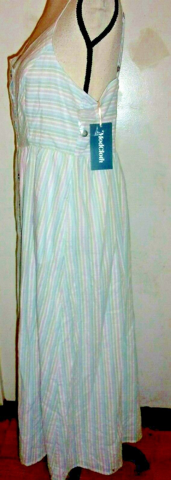 ModCloth Pastel Striped Button Down Spaghetti Strap Dress Sizes S, M or L (C64)