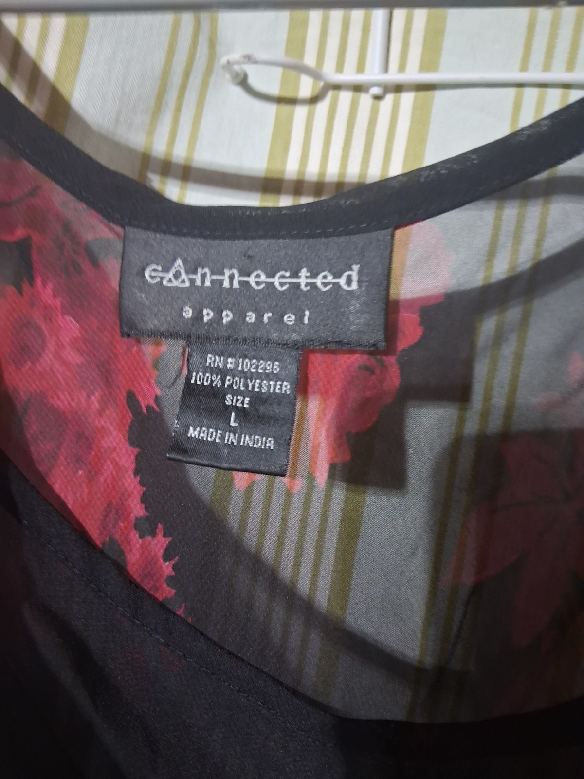 Connected Apparel Women’s Black Red Floral Cowl Neck Sequin Midi Slip Dress L