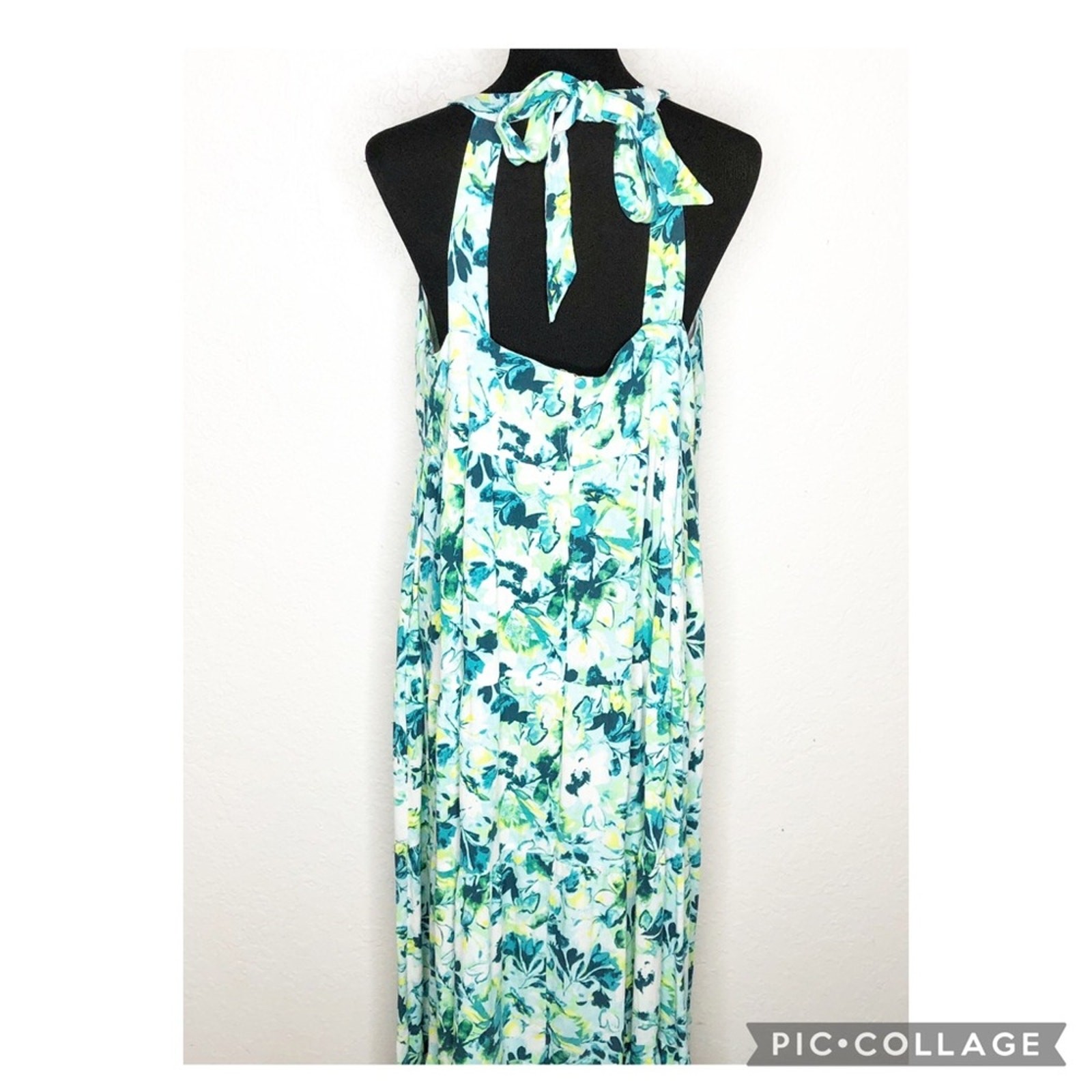 Torrid white green yellow floral sleeveless halter maxi dress size 0 or Large