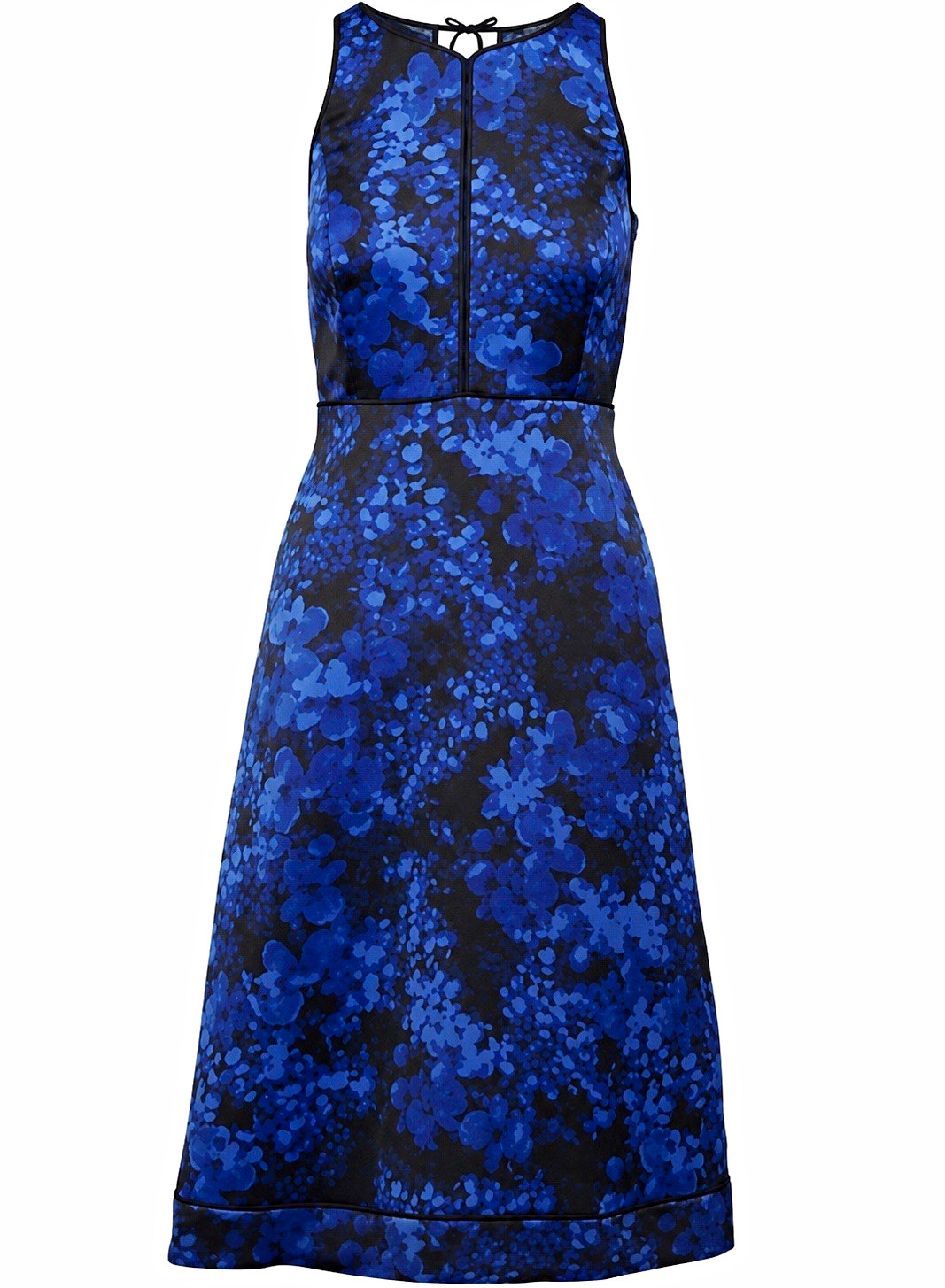 Banana Republic Women’s Blue Black Floral Halter A-Line Midi Dress Pockets 10