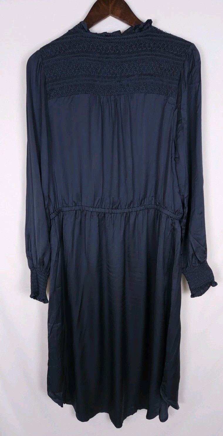 Matilda Jane Good Hart Large Gray Satin Smocked Beaufort Long Sleeve Midi Dress