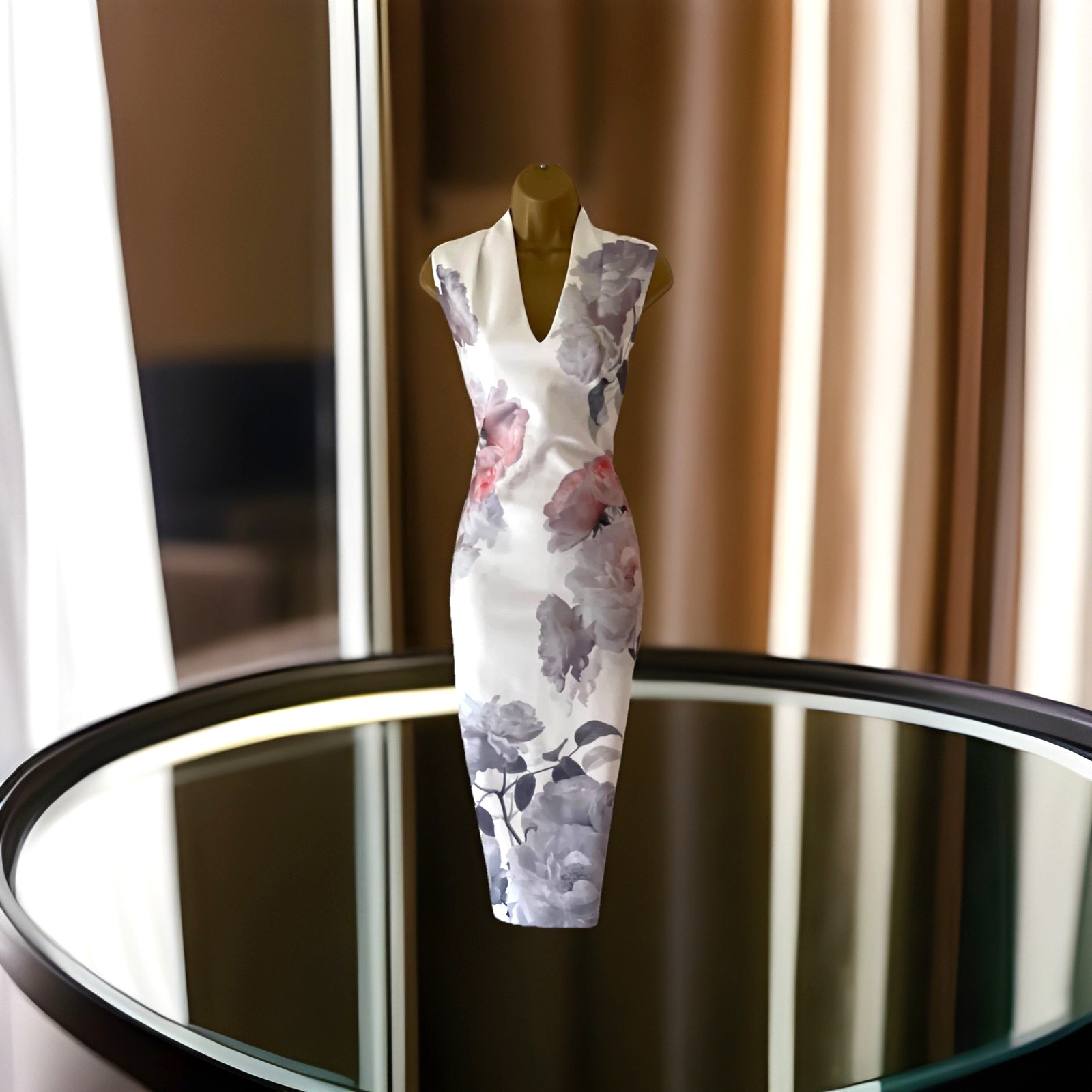 TED BAKER MARAH FLORAL BODYCON SCUBA DRESS TB SIZE 4 (UK 14) US 10 (EUR 42)