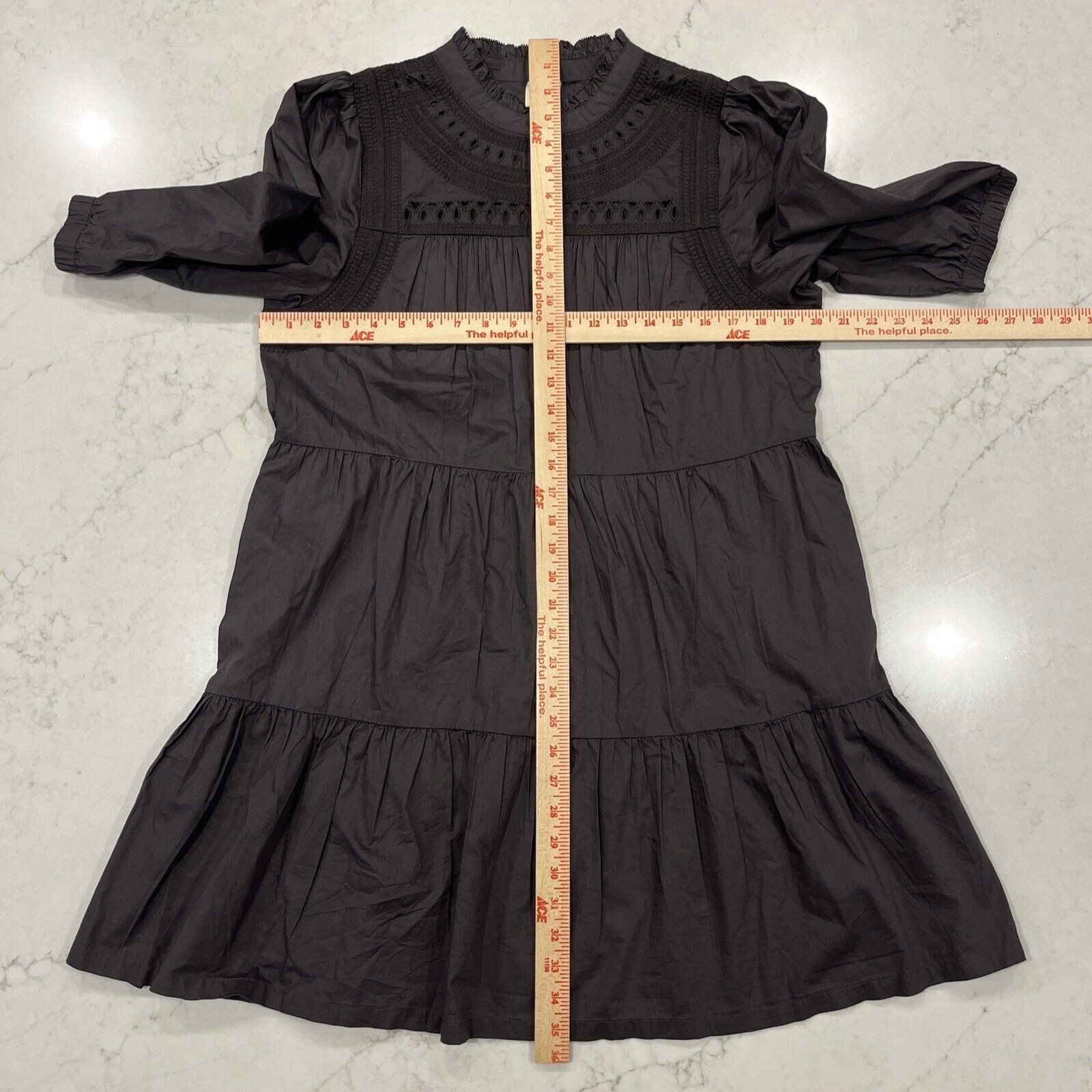 Matilda Jane Good Hart Midnight Sky Button Front Tiered Boho Dress Black sz S