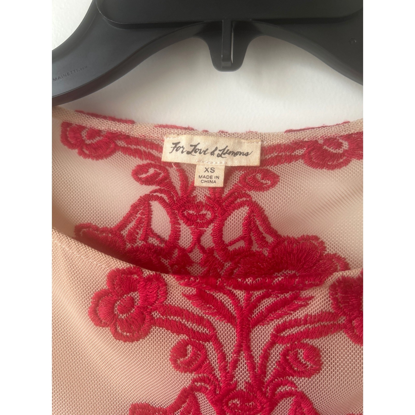 For Love & Lemons Temecula Embroidered Mini Dress Red Sand Bell Sleeve XS
