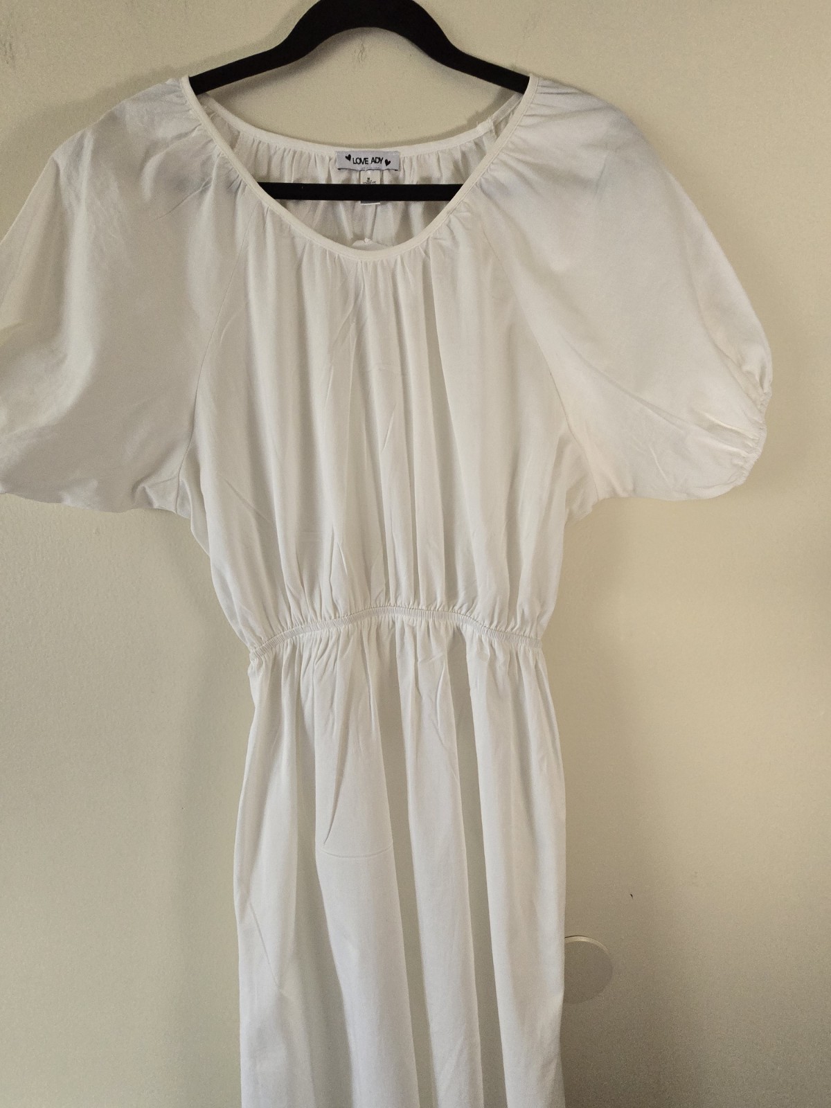 Love Ady White Sundress Cut-out Back Coastal Nautical Balletcore Elastic Waist
