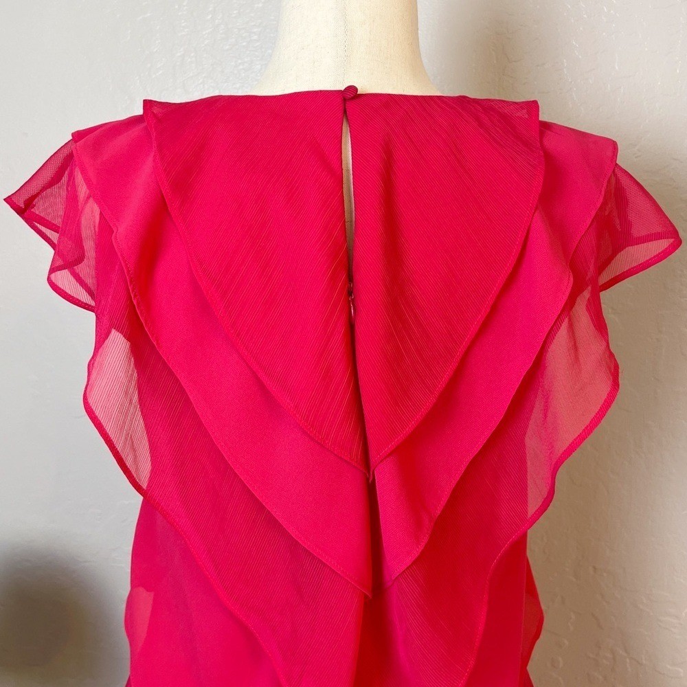 PHASE EIGHT Women’s Size 2 Raspberry Pink Sage Pleated Ruffle A-Line Mini Dress