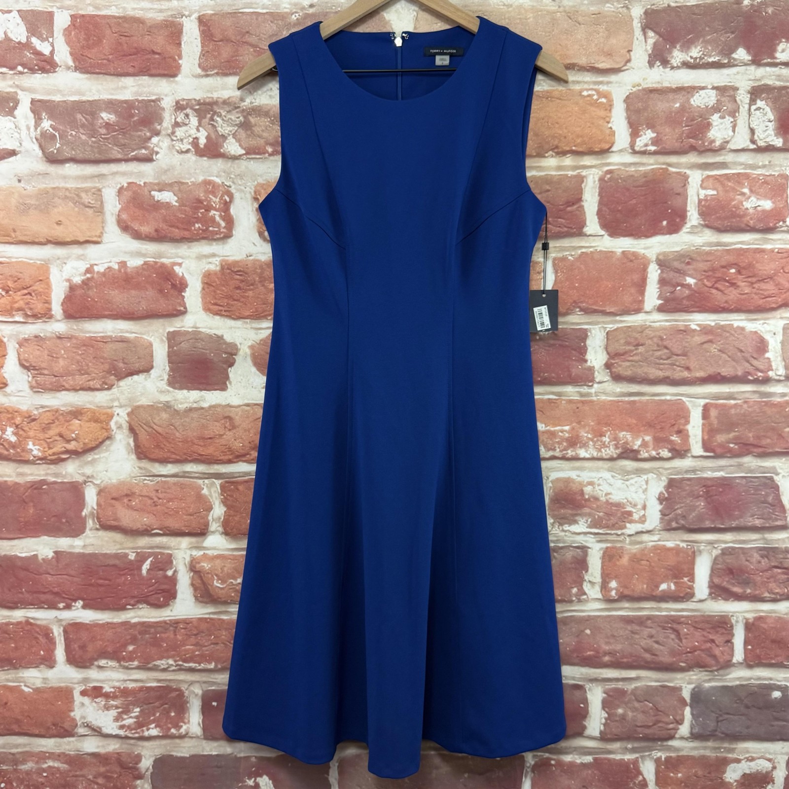 Tommy Hilfiger Dress Womens 8 Blue Casual Career Stretchy Logo Zipper Back