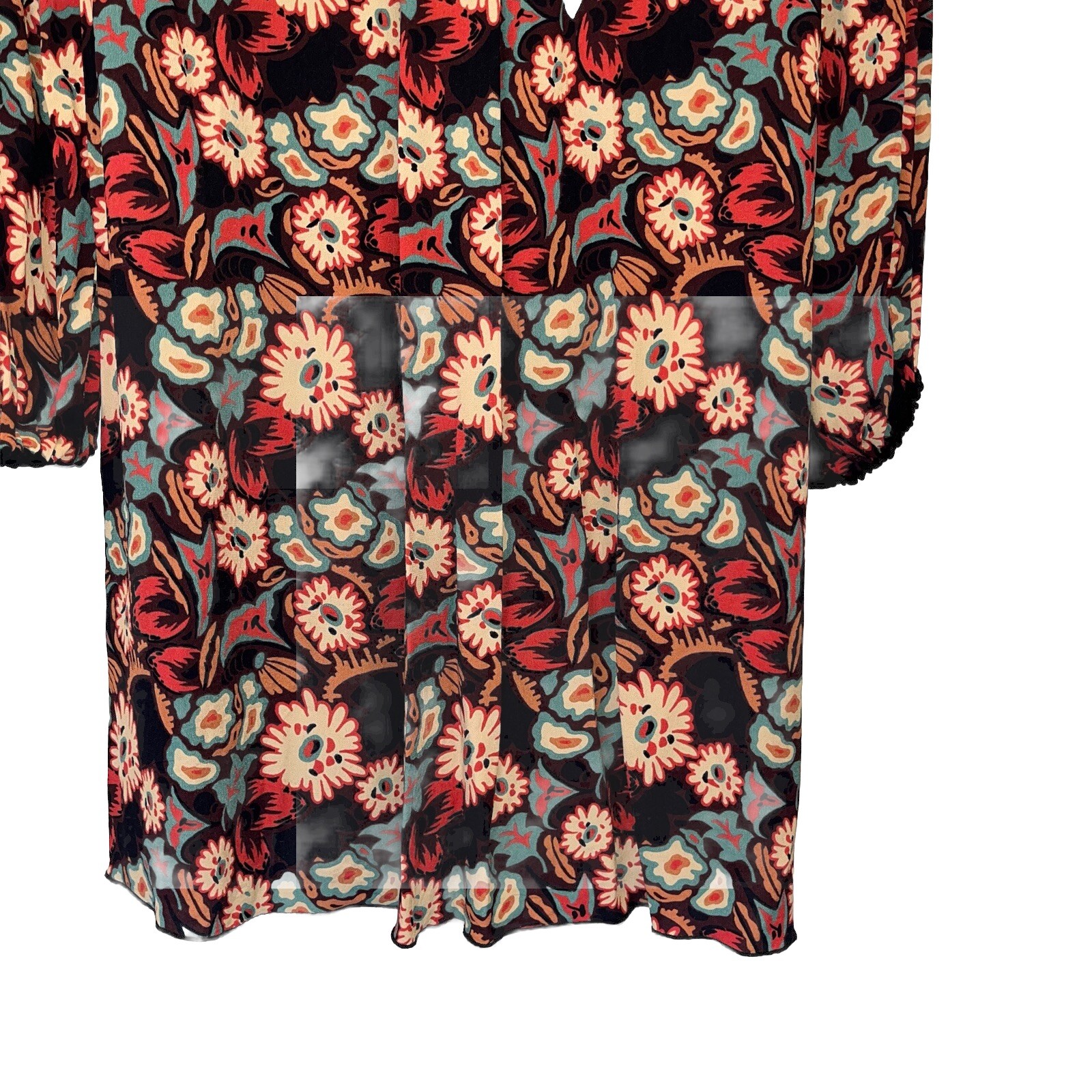 Anna Sui Larkspur Fields Floral Shift Dress Black Size 2 90s Vintage 🟡