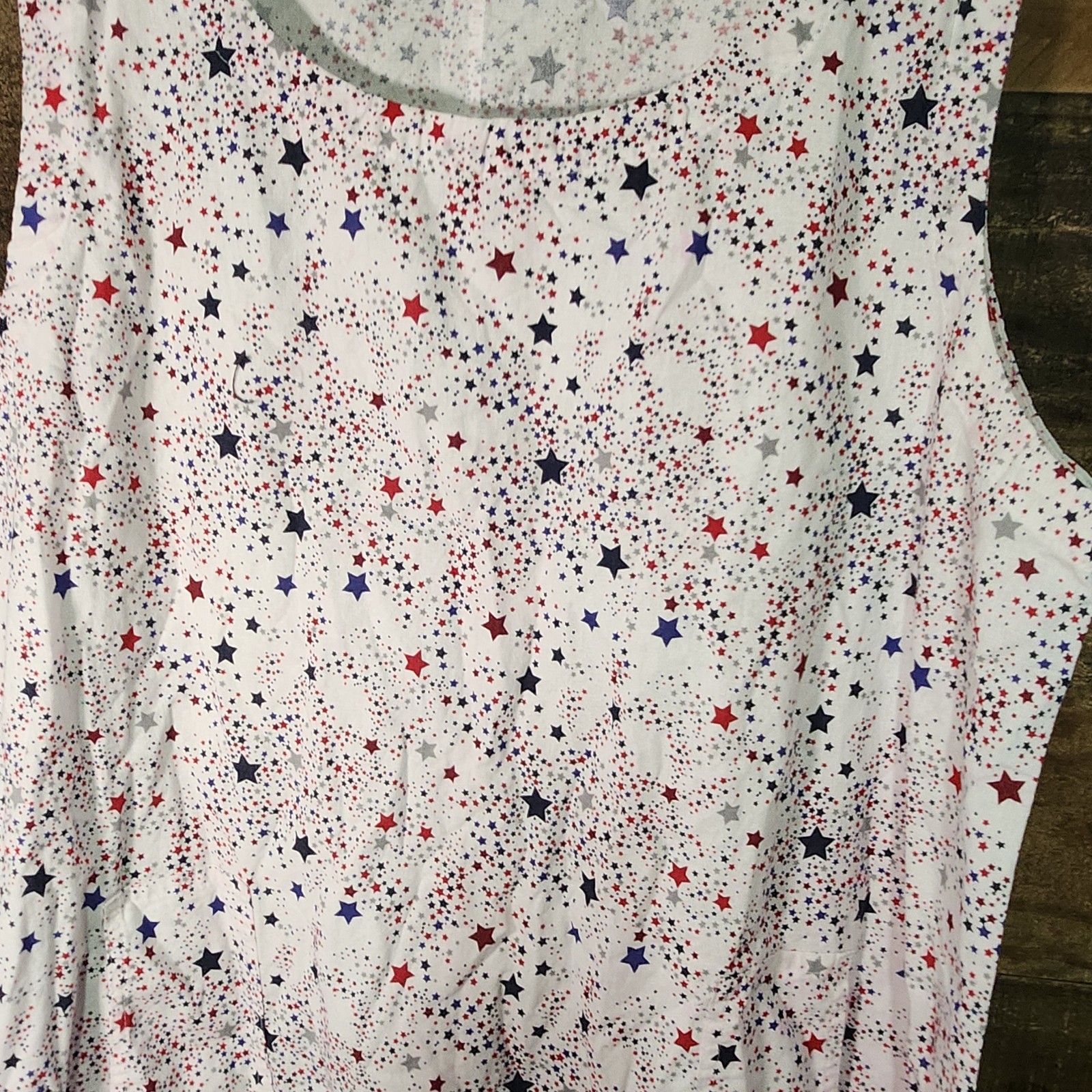 King Universal Patriotic Star Print Cotton Dress XXL Red White Blue Tie Sides