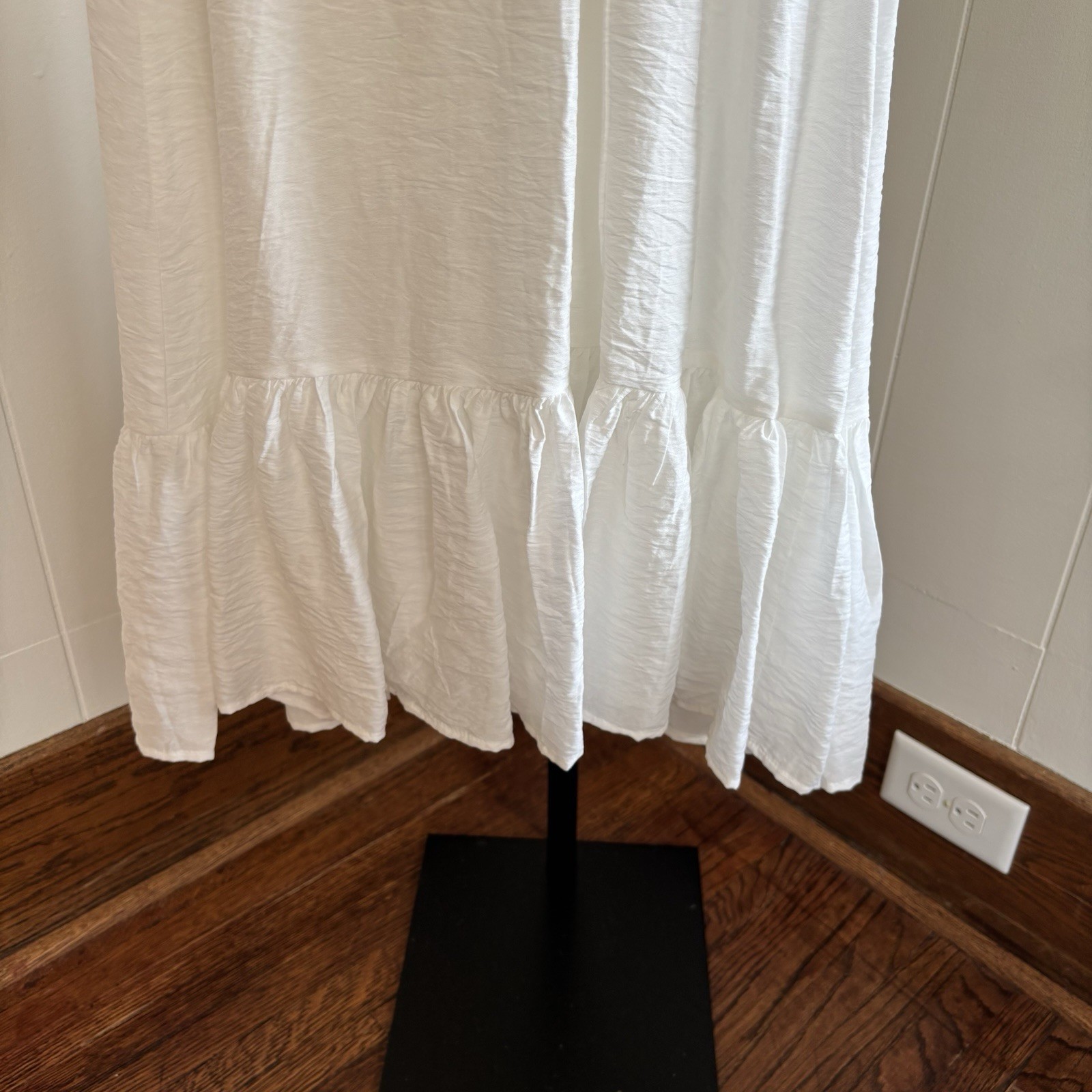 By The River White Cottagecore Midi Dress Flutter Sleeve Womens M