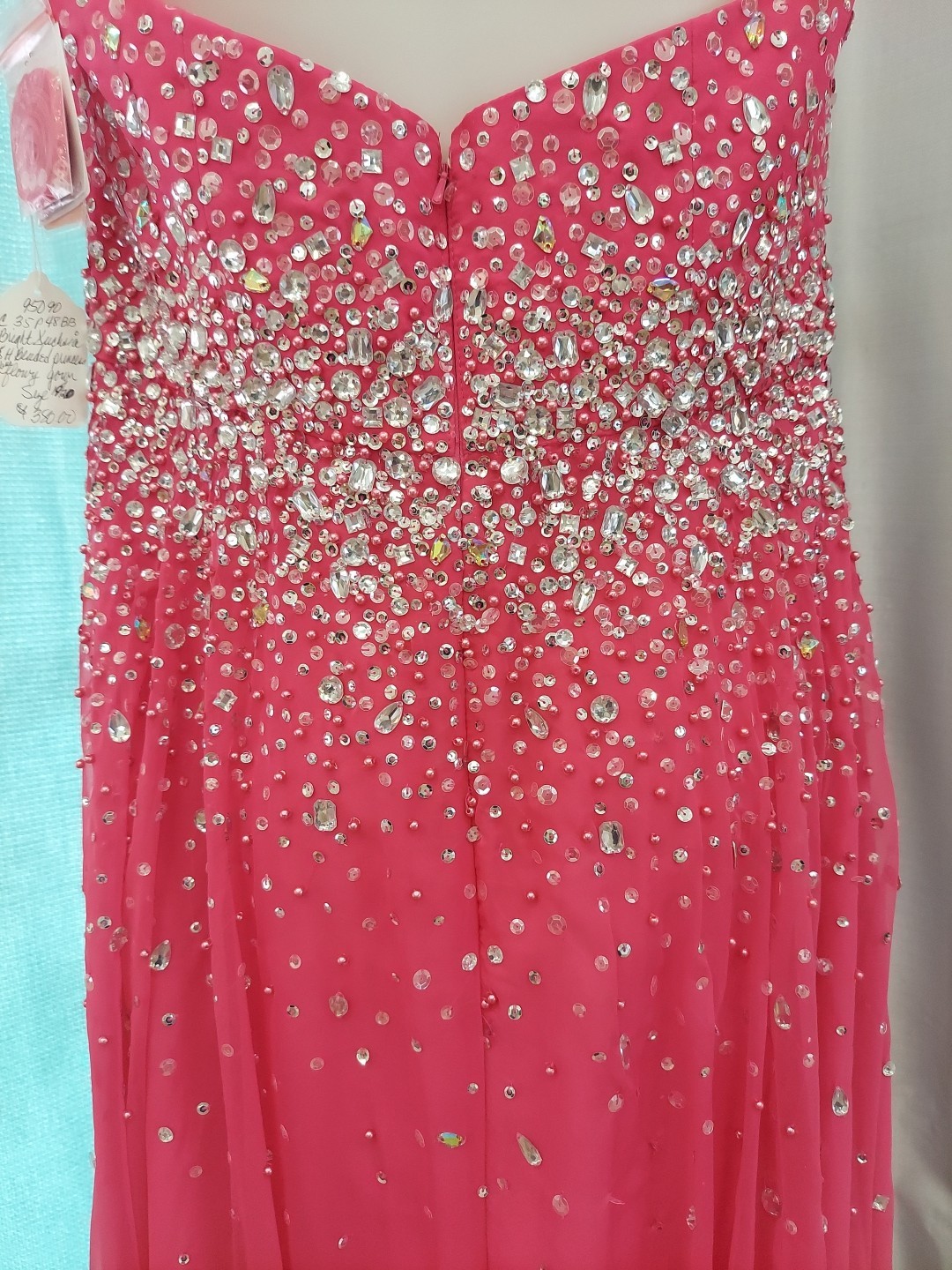 **Morilee Sz20 Fushia Pink Dropgem Design Strap Option Prom Dress**gem Sequin**