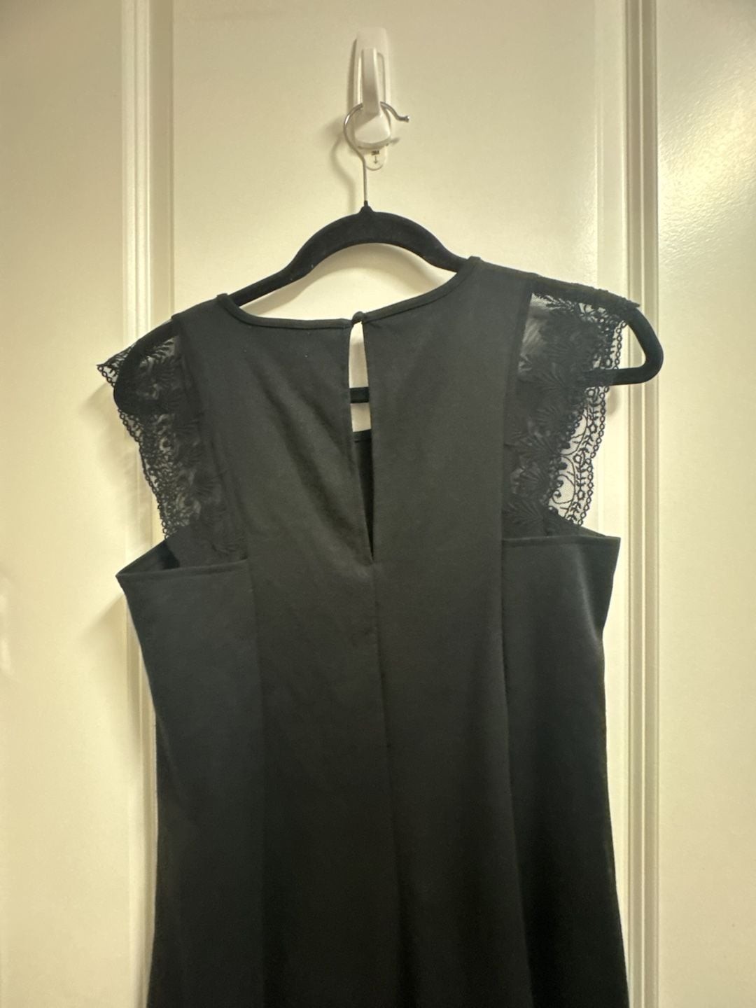 Altar’d State Black Sleeveless Mini Dress with Lace Shoulder Details