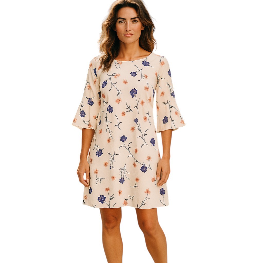 Lauren Ralph Lauren dress size (16)/1/2 back zip/graphic print/lined/flared cuff