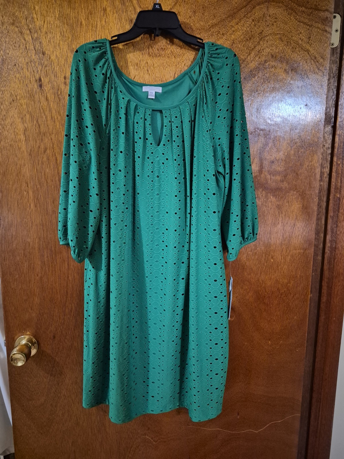 NWT London Times Eyelet Dress-14W in Green