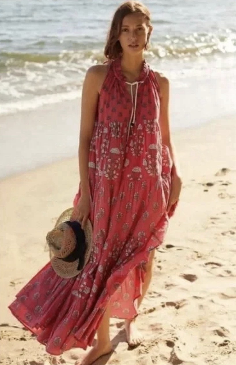 ANTHROPOLOGIE RO’S GARDEN SOFIA TRAPEZE SWING TIERED MAXI DRESS XS 298