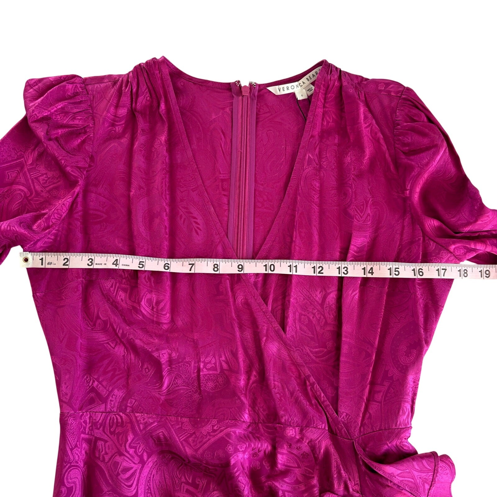 Veronica Beard Weiss Magenta Pink Wrap Silk Blend Jacquard Midi Dress Size 6 NWT