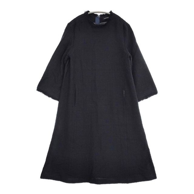 green label relaxing UNITED ARROWS Tweed Fringe dress dark blue navy 6-0420M∞