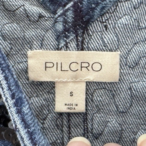 NWT Anthropologie Pilcro Sequin Sparkle Denim Button Front MinI Dress Size Small