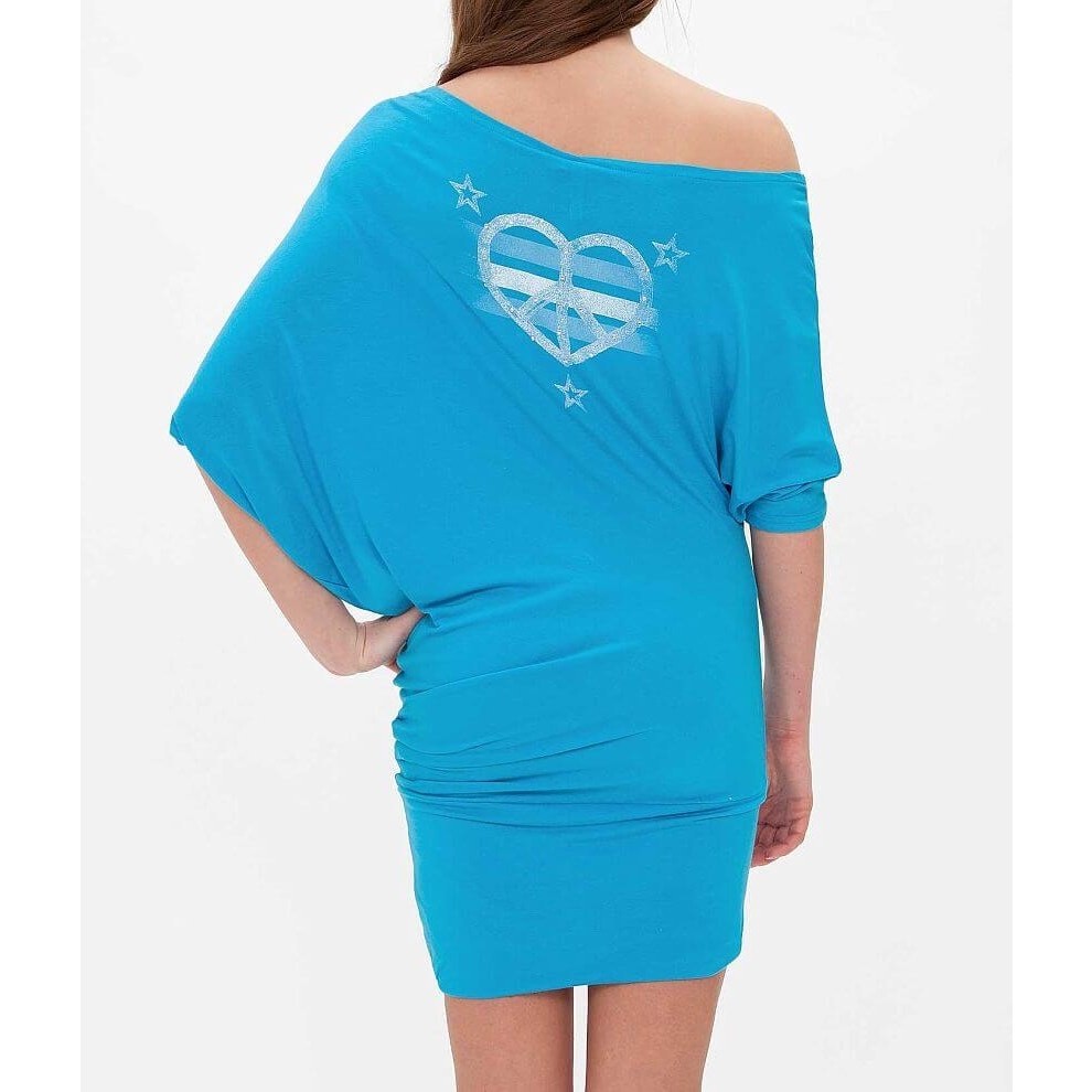 Affliction Black Premium Poison Tunic Top Turquoise Blue Mini Dress Y2K XS NEW