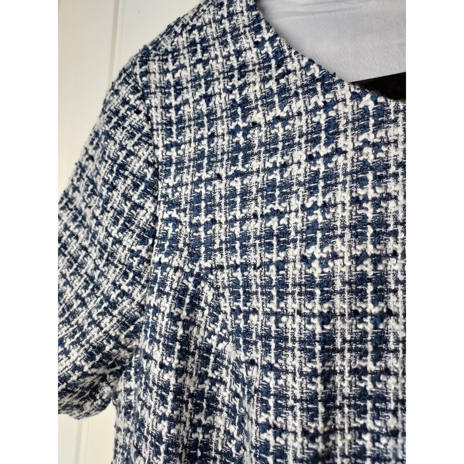 Southern Tide Womens Navy White Tweed Plaid Sheath Dress Size 6 Style #5992