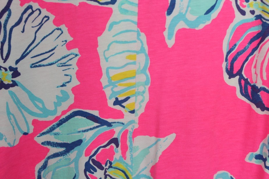 Lilly Pulitzer Marlowe Dress 100% Pima Cotton Pink Floral Boat Neck Nautical L