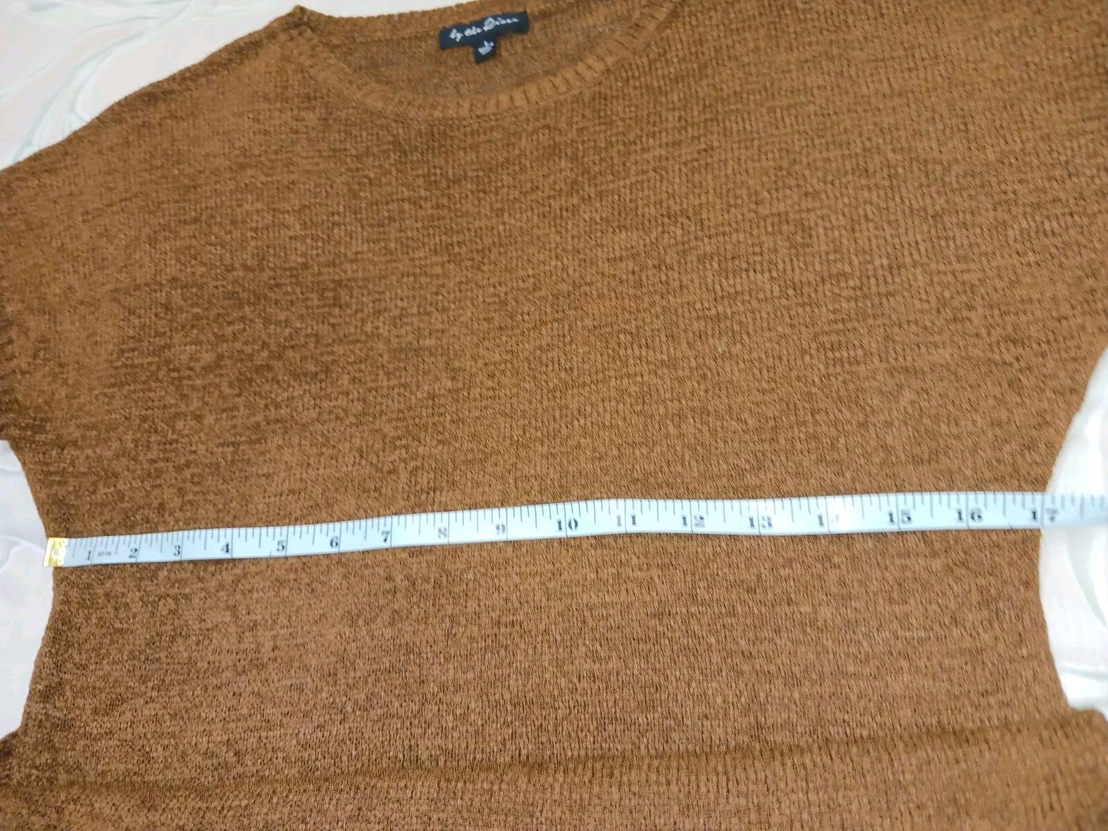 By The River*Brown Sweater Knit Midi LengthDress*Size L*Side Split*Round Nk*Belt