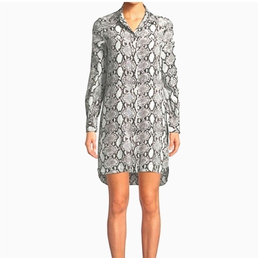 Norma Kamali Snakeskin Button Front Shirt Dress Size Medium