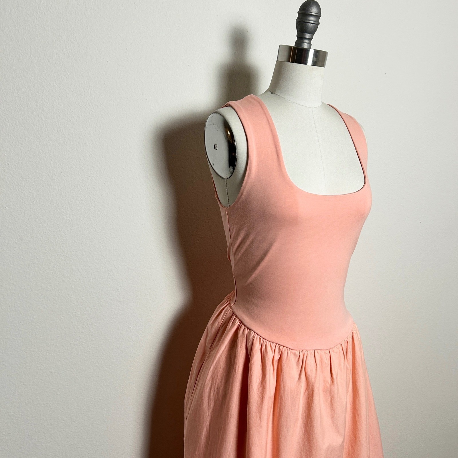 NWT J.Crew Cotton Poplin Tank Midi Dress Pink Sorbet Sleeveless Square Neck S
