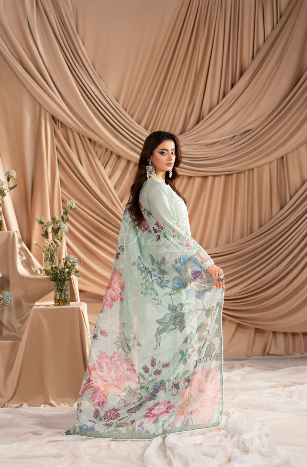 Karma Collection 3 Piece Stitched Embroidery Suit – KC-1583-Soft Green