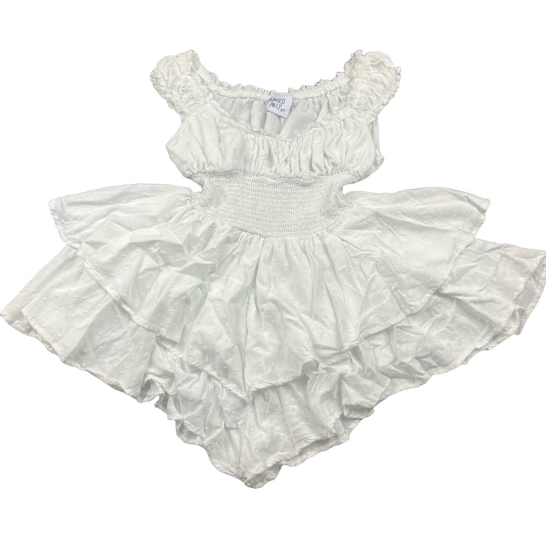PRINCESS POLLY XX White Mini Romper US 2 Off Shoulder Side Cut-Outs Boho Summer