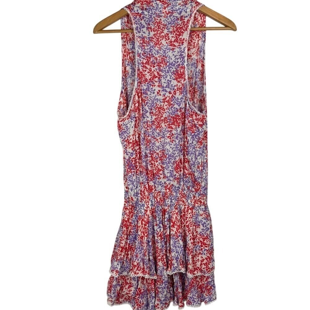 Poupette St Barth Mini Dress Womens Sz M Multicolor Floral Sundress Boho Beach