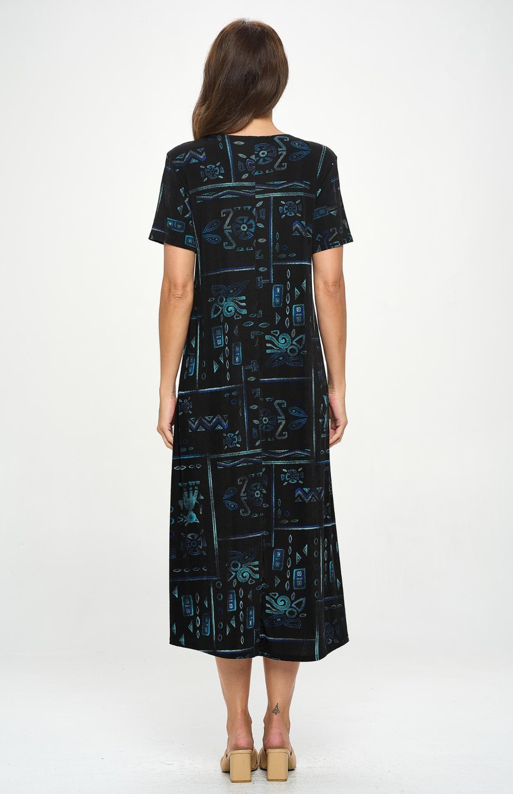 JOSTAR Slinky LONG DRESS Poly Spandex SLINKY STRETCH Knit BLACK TEAL S M L XL 3X