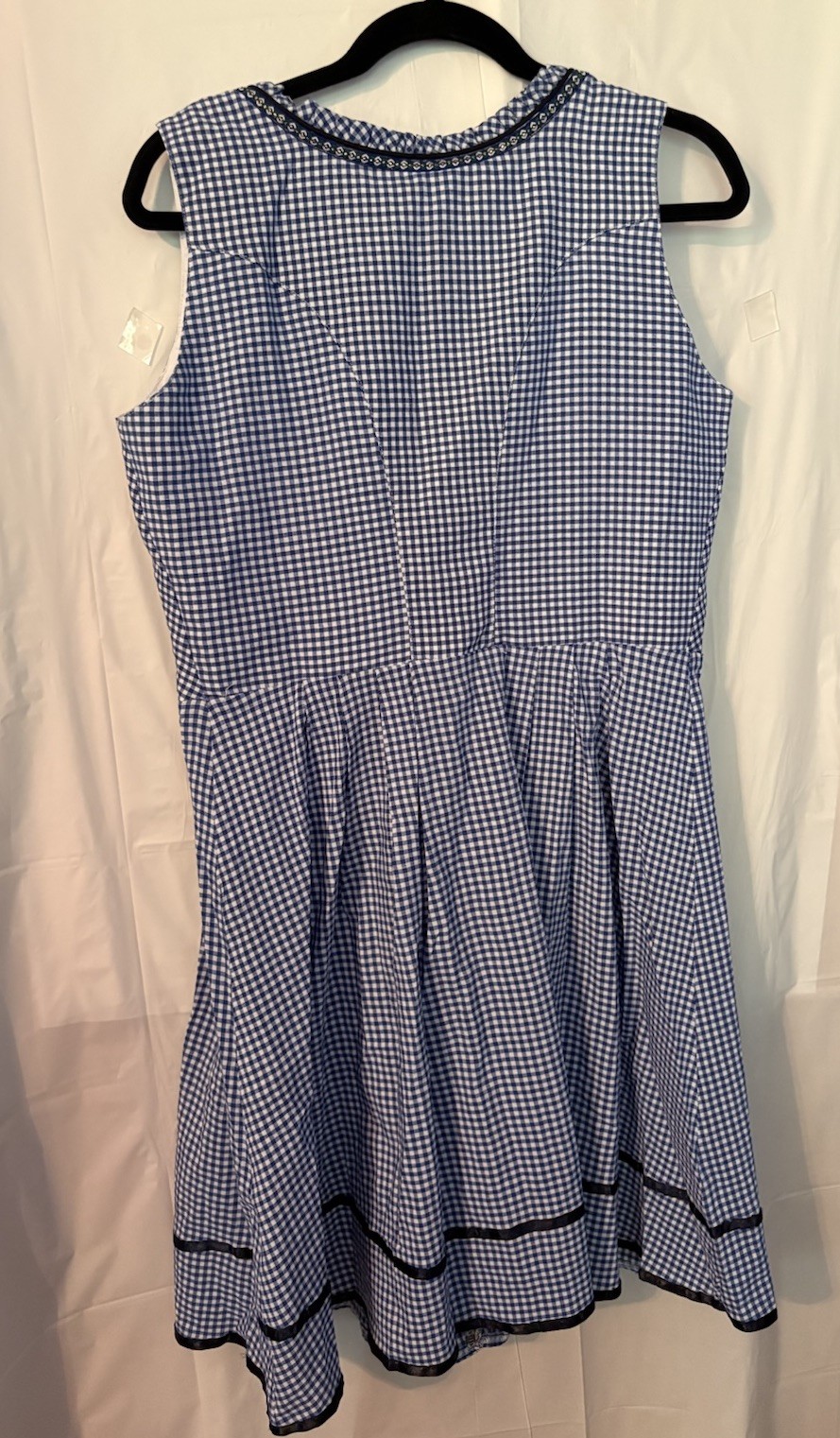 NWT GloryStar Gingham Blue Bavarian Dirndl Oktoberfest Dress Zip Up Lace Large
