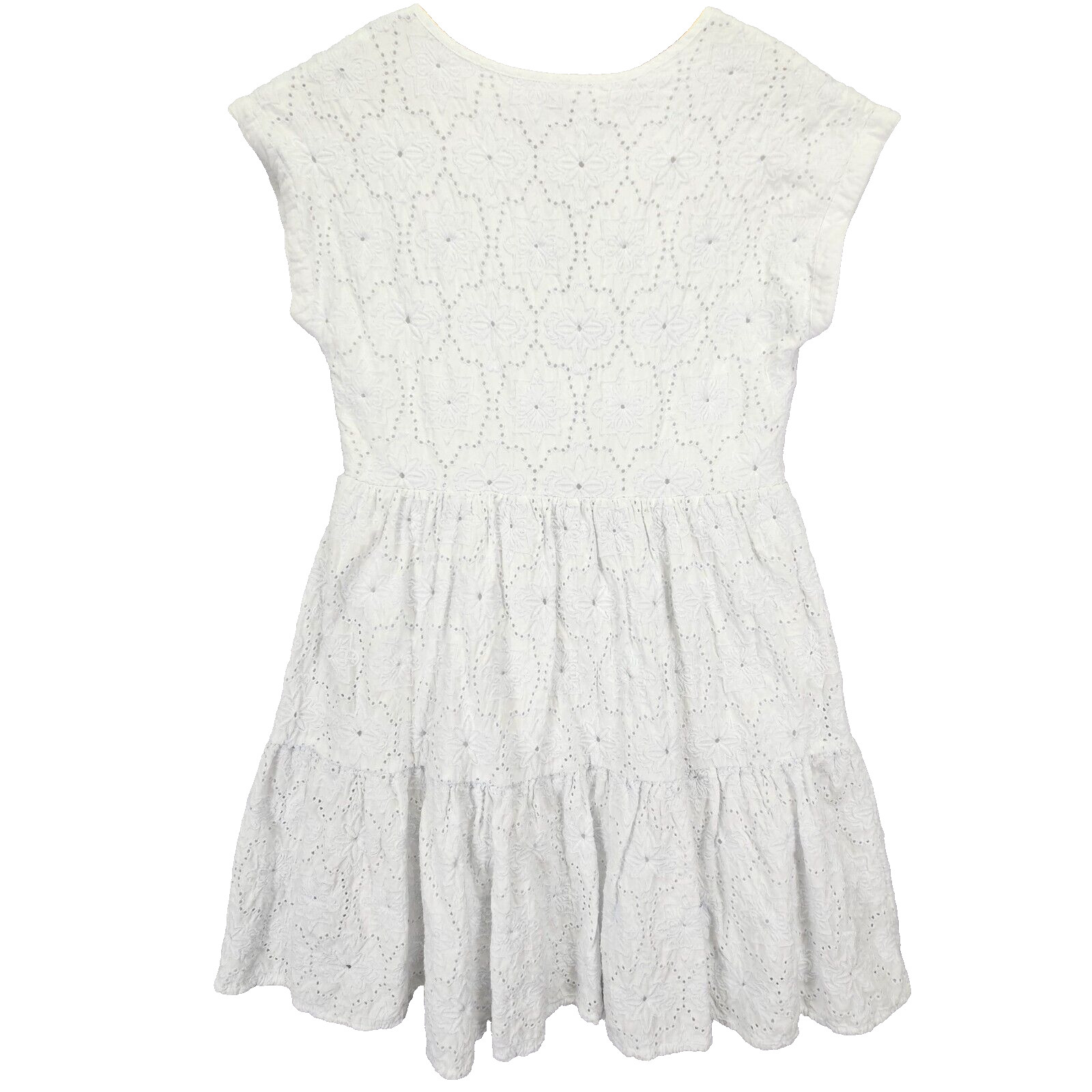 Vineyard Vines White Cotton Eyelet Dress Tiered Boho Resort Women XXS Flattering