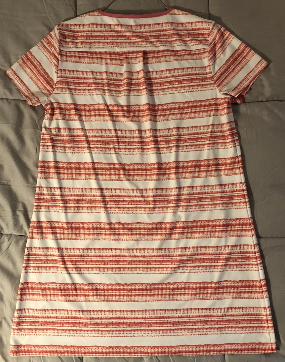 Talbots Size L Cabana Life Pink Striped Short Sleeve Dress Pocket Beach Swim