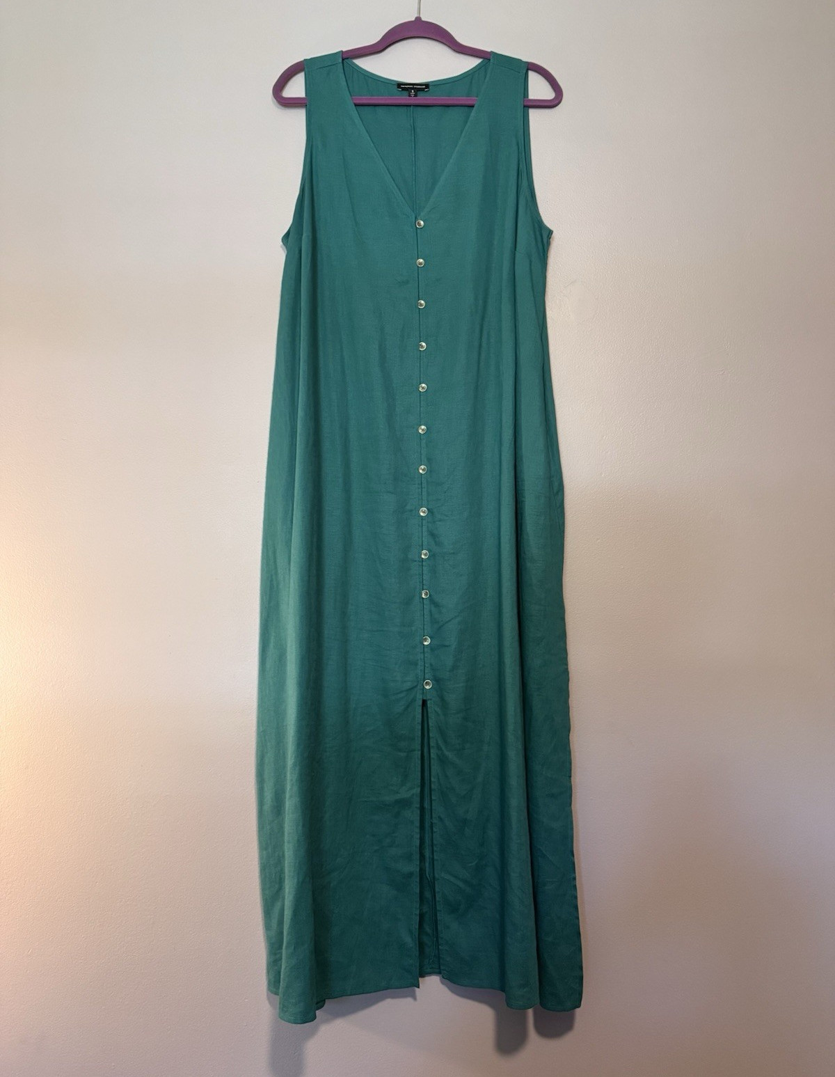 Universal Standard Islet Button-Down Teal Linen Maxi Dress 16