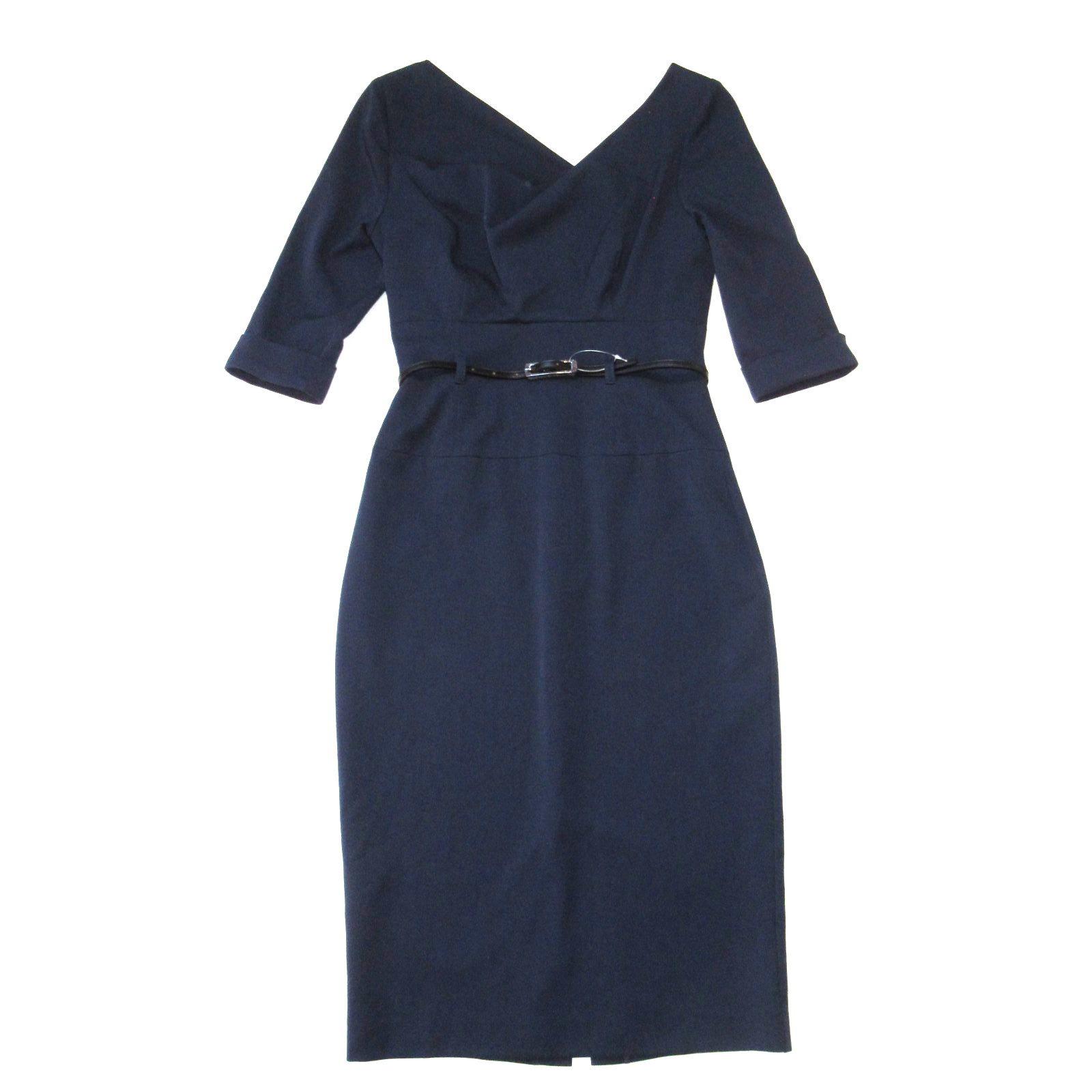 NWT Black Halo Jackie O in Eclipse Stretch Gabardine Belted Sheath Dress 2 $390