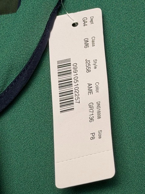 J.Crew A-Line Cap Sleeve Tie Neck Dress Women’s Size 8P Green Pleated Skirt NWT