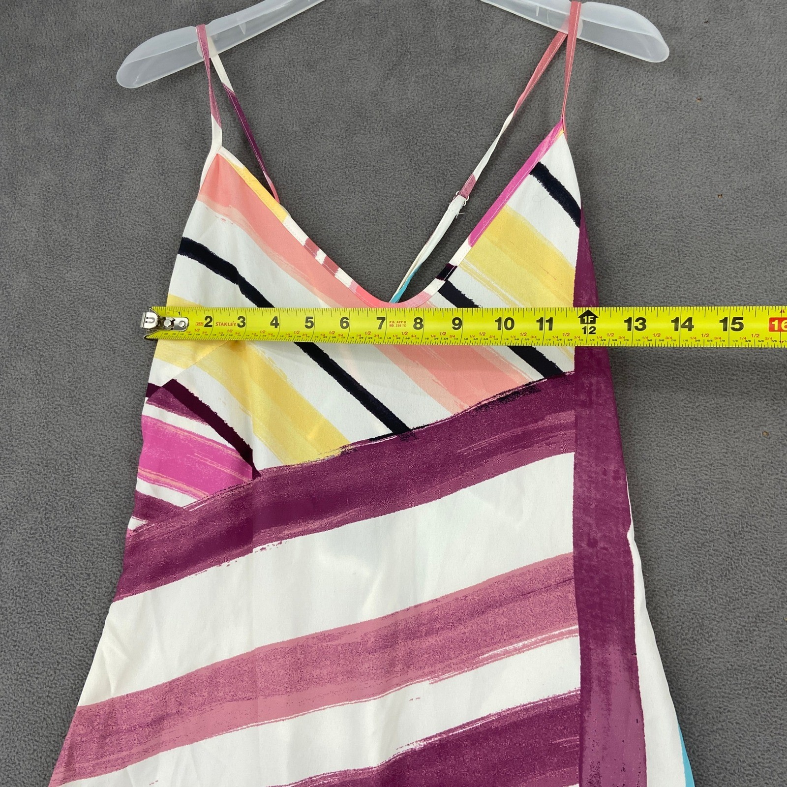 Cupshe Multi Color Abstract Stripe High Low Midi Dress V-Neck Strappy Small NEW