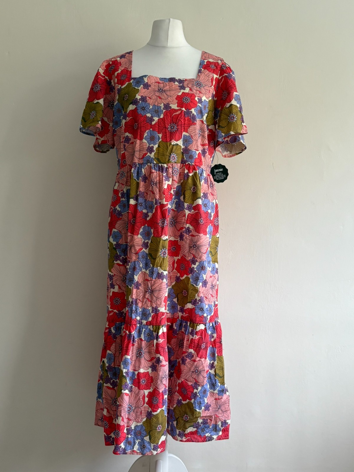 Joanie Dress Womens UK 18 Multicoloured Wildflower Georgia Square Neck BNWOT