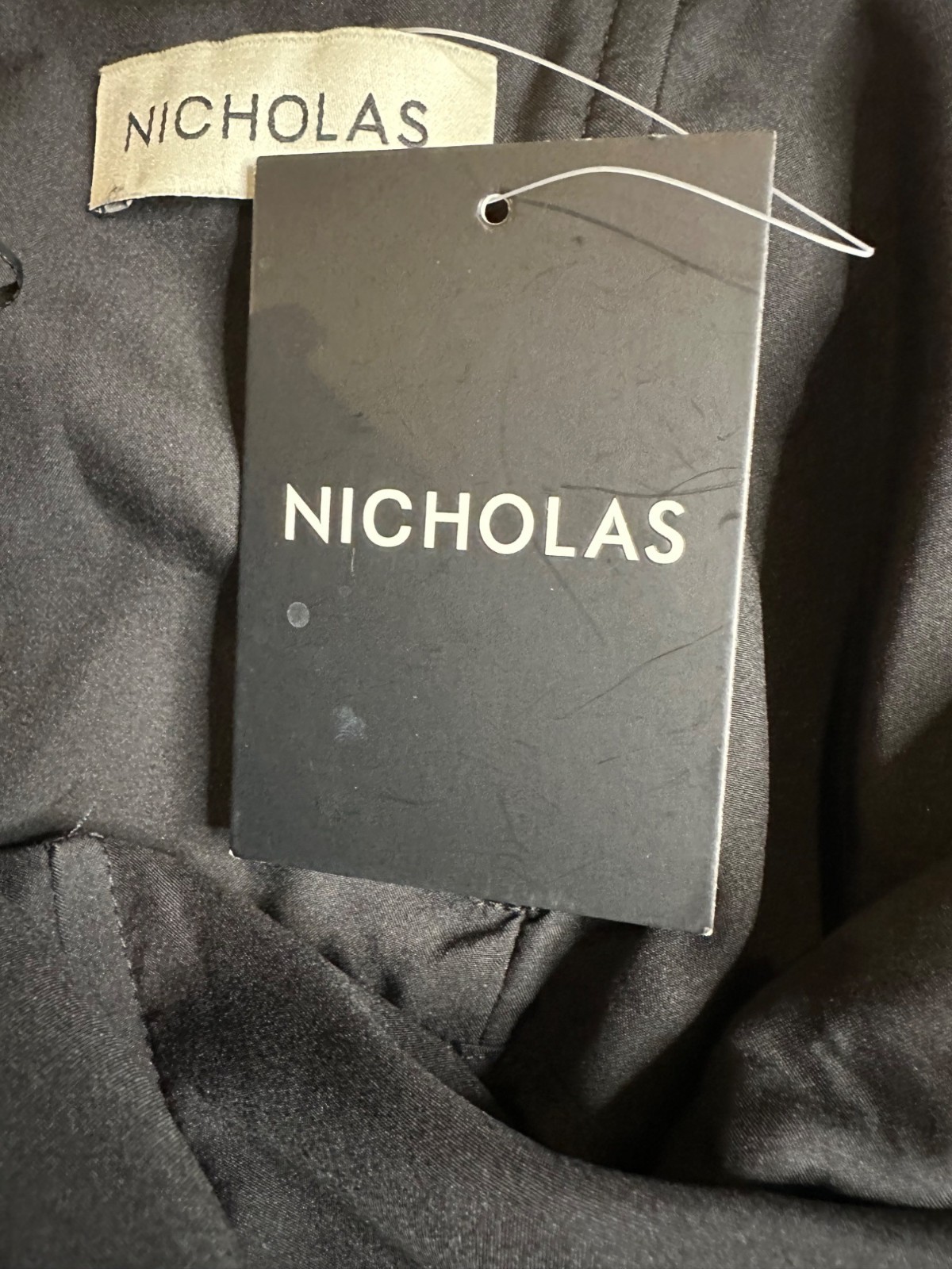 NICHOLAS Adiba Strapless Round Edge Midi Dress in Black 4 New Womens