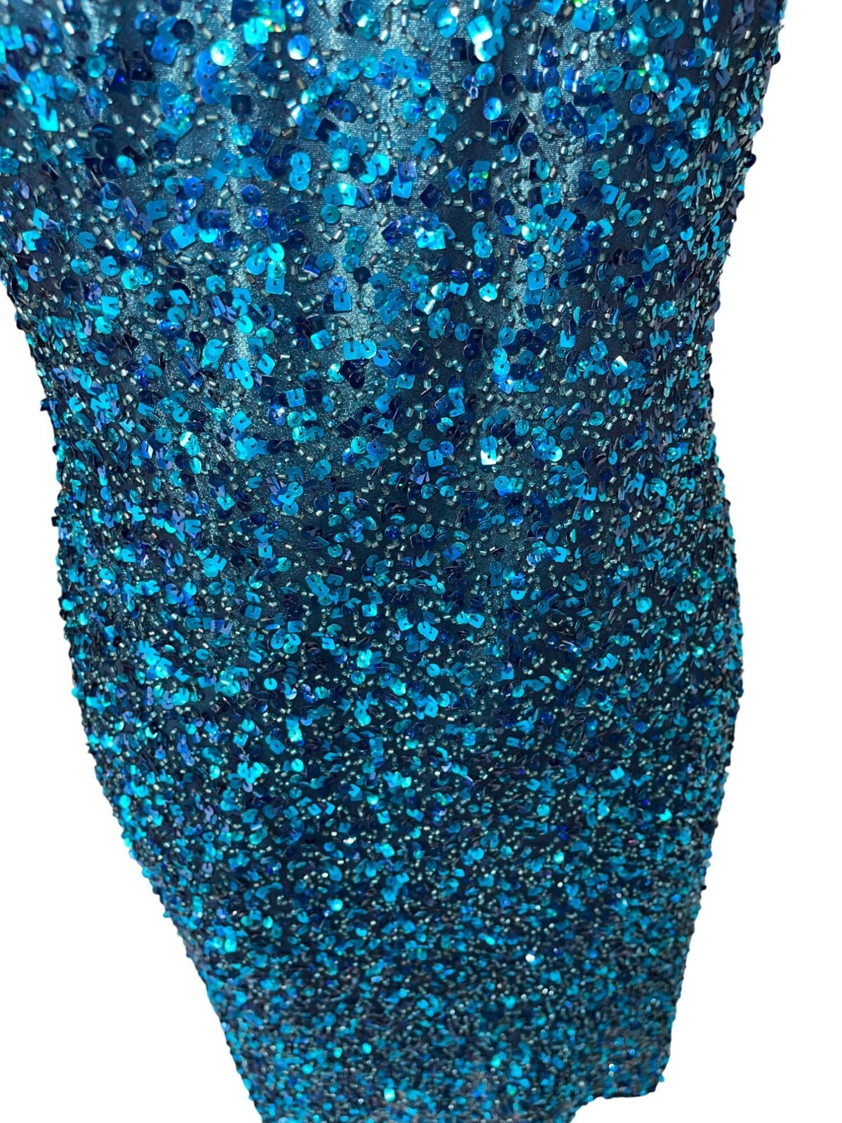 Scala Mini Dress Sequin Vintage Womens Size Large Blue Beaded Lined Pure Silk